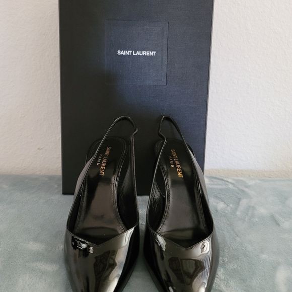 Saint Laurent sling back patent mid heels - Picture 10 of 10